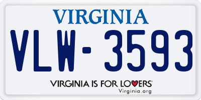 VA license plate VLW3593