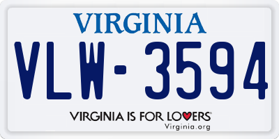 VA license plate VLW3594