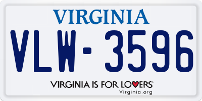 VA license plate VLW3596