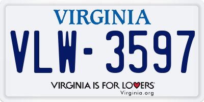 VA license plate VLW3597