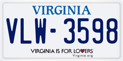 VA license plate VLW3598