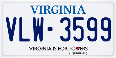 VA license plate VLW3599