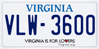 VA license plate VLW3600