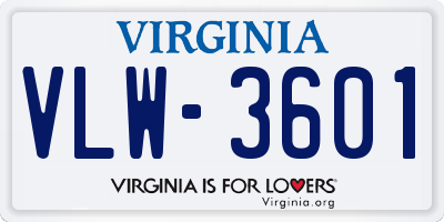 VA license plate VLW3601