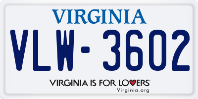 VA license plate VLW3602