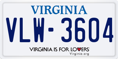 VA license plate VLW3604