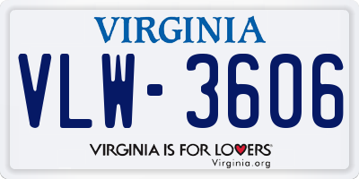 VA license plate VLW3606