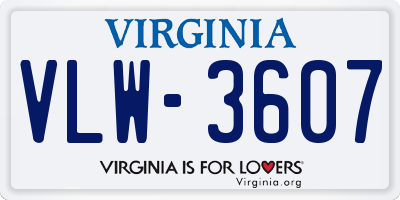 VA license plate VLW3607