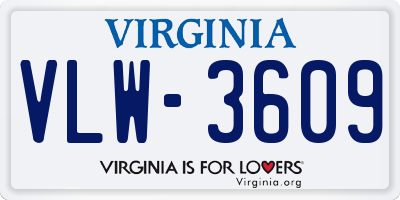 VA license plate VLW3609