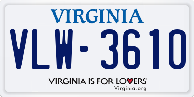 VA license plate VLW3610