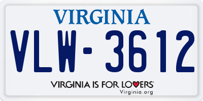 VA license plate VLW3612