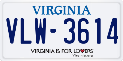 VA license plate VLW3614