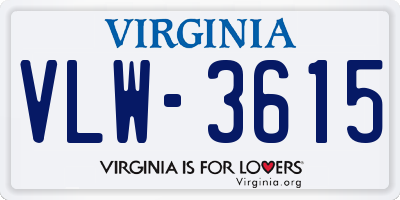 VA license plate VLW3615