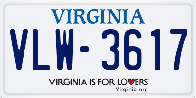 VA license plate VLW3617