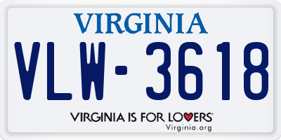 VA license plate VLW3618