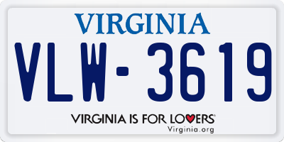 VA license plate VLW3619