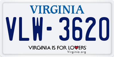 VA license plate VLW3620