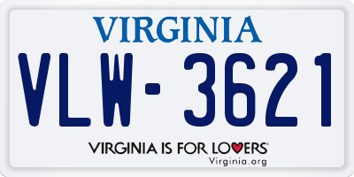 VA license plate VLW3621