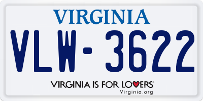 VA license plate VLW3622