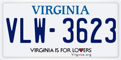 VA license plate VLW3623