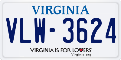 VA license plate VLW3624