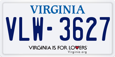 VA license plate VLW3627