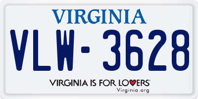 VA license plate VLW3628