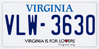 VA license plate VLW3630