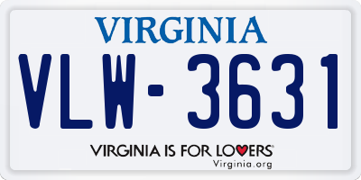 VA license plate VLW3631