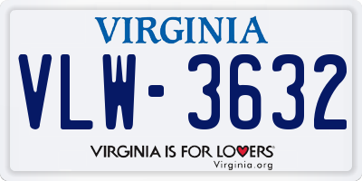 VA license plate VLW3632