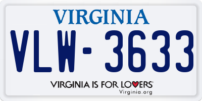 VA license plate VLW3633