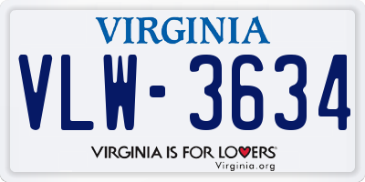 VA license plate VLW3634