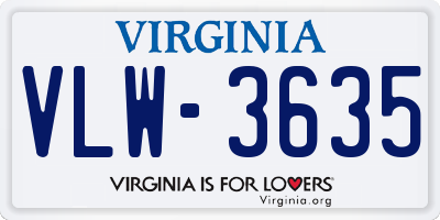 VA license plate VLW3635