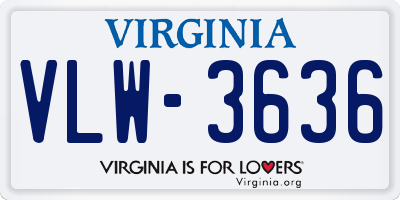 VA license plate VLW3636