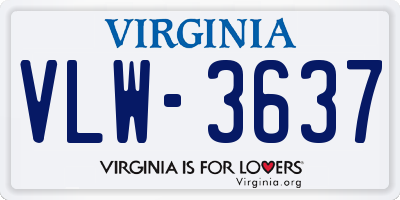 VA license plate VLW3637