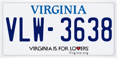 VA license plate VLW3638