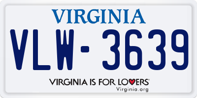 VA license plate VLW3639