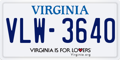 VA license plate VLW3640