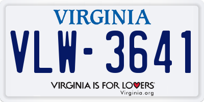 VA license plate VLW3641