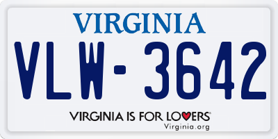 VA license plate VLW3642