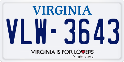 VA license plate VLW3643