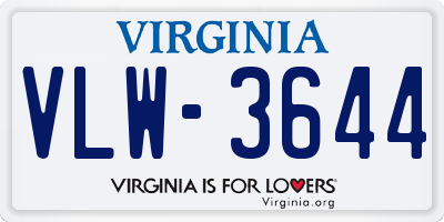 VA license plate VLW3644