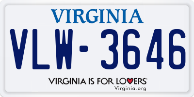 VA license plate VLW3646