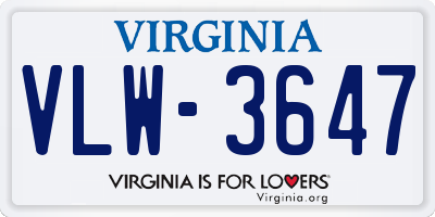 VA license plate VLW3647