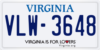 VA license plate VLW3648