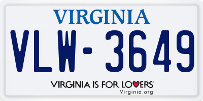 VA license plate VLW3649