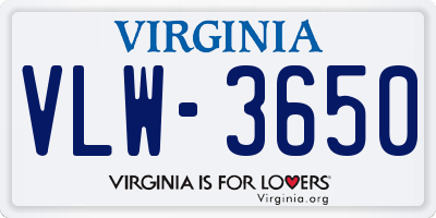 VA license plate VLW3650