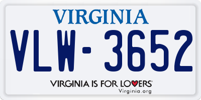 VA license plate VLW3652