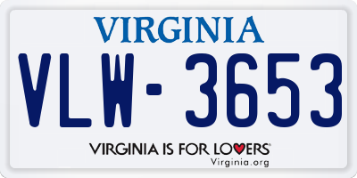 VA license plate VLW3653