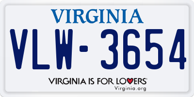 VA license plate VLW3654